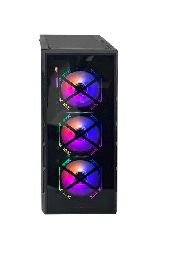 WJCOOLMAN TRIO 4DF RGB Mid Tower Gaming PC Case – Black - Image 1