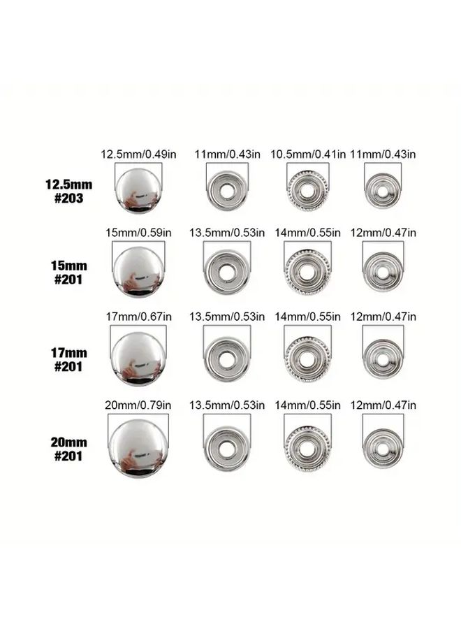 Stainless Steel Snaps 50sets Black Nickel 20mm With Installation Tools Punch Plier Box - Image 2