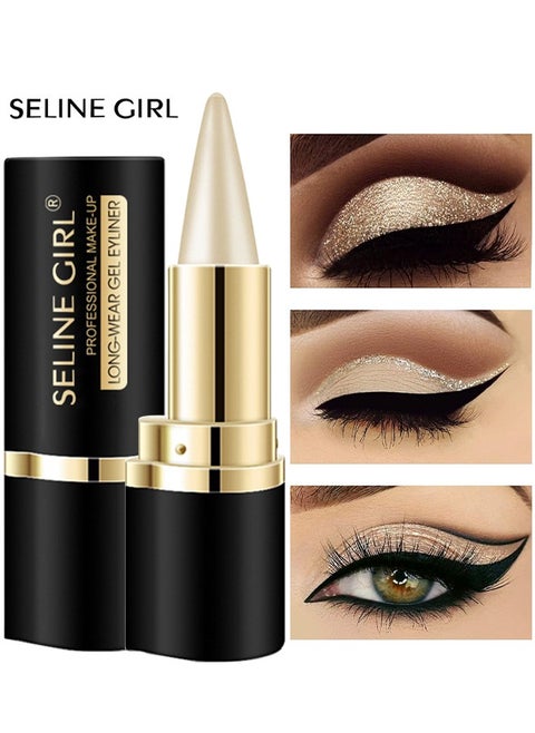 Eyeliner Pencil, Black Eyeliner Pen Gel, Quick Drying Formula Eye Liner, Waterproof Smudge-Proof All Day Eyeliner Makeup, Long Lasting Create Statement Eye Look (Silver)