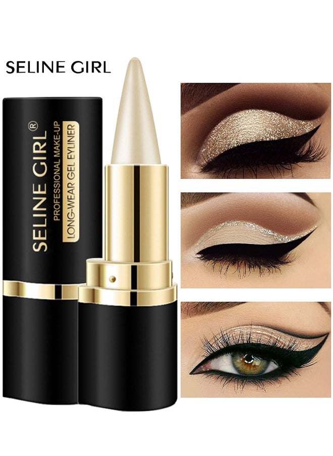 Eyeliner Pencil, Black Eyeliner Pen Gel, Quick Drying Formula Eye Liner, Waterproof Smudge-Proof All Day Eyeliner Makeup, Long Lasting Create Statement Eye Look (Silver)