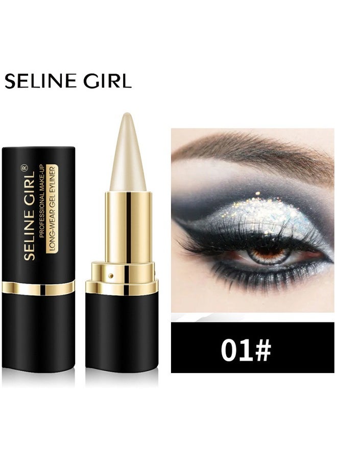Eyeliner Pencil, Black Eyeliner Pen Gel, Quick Drying Formula Eye Liner, Waterproof Smudge-Proof All Day Eyeliner Makeup, Long Lasting Create Statement Eye Look (Silver)