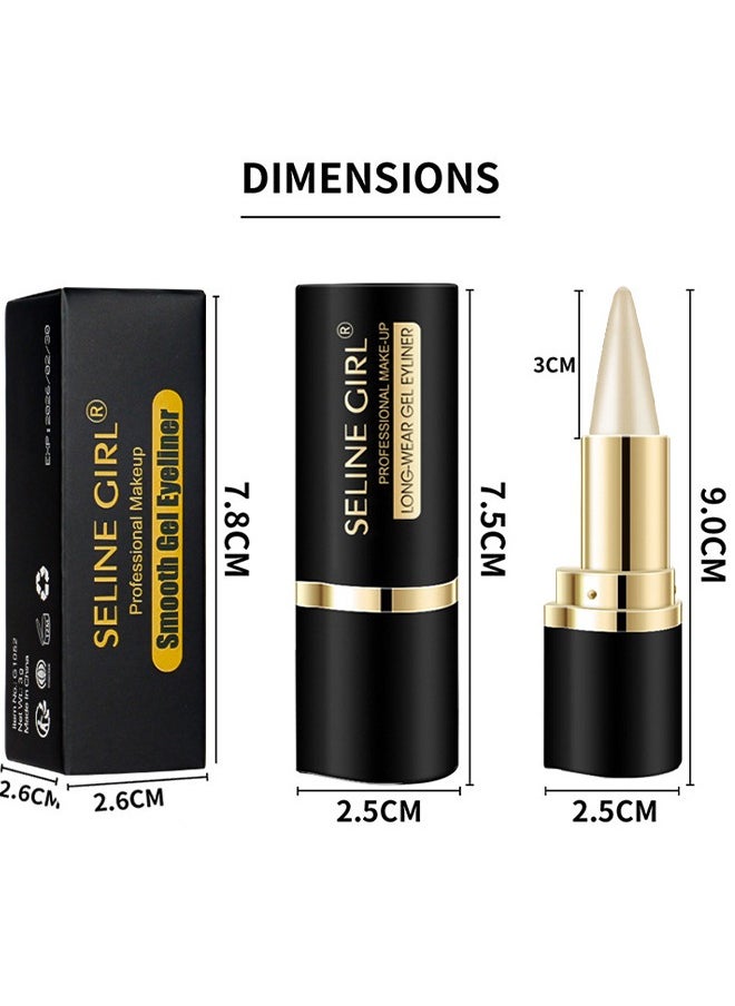 Eyeliner Pencil, Black Eyeliner Pen Gel, Quick Drying Formula Eye Liner, Waterproof Smudge-Proof All Day Eyeliner Makeup, Long Lasting Create Statement Eye Look (Silver)