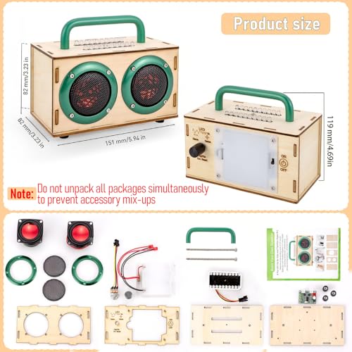 Swhmc DIY Bluetooth Speaker Kit STEM Projects for Kids Adults Age 81216 Build Portable Speaker with LED Light Science Experiment Electronics Set Birthday Gifts for 9 10 11 13 14 Year Old Boy Girl - Image 4