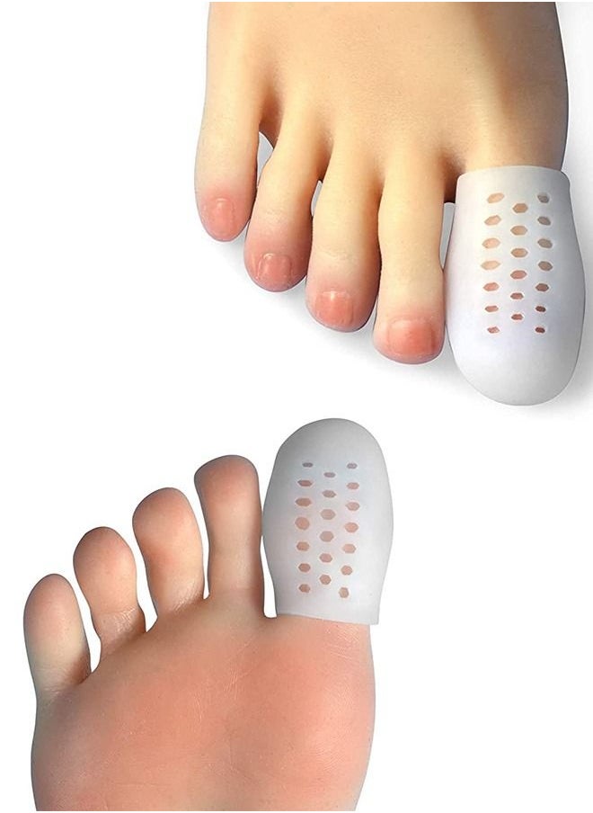 Generic - 10 Pcs Breathable Toe Protector Toe Cover Sleeves, Pads Gel Pads Claw Toe Temporary Bracket, Gel Toe Caps Toe Protectors Breathable Toe Sleeves, Supporting Foot Pain Big Toe Cap (White) - Image 1