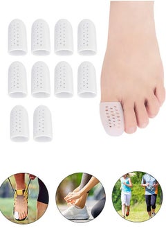 10 Pcs Breathable Toe Protector Toe Cover Sleeves, Pads Gel Pads Claw Toe Temporary Bracket, Gel Toe Caps Toe Protectors Breathable Toe Sleeves, Supporting Foot Pain Big Toe Cap (White)