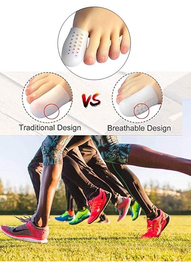 Generic - 10 Pcs Breathable Toe Protector Toe Cover Sleeves, Pads Gel Pads Claw Toe Temporary Bracket, Gel Toe Caps Toe Protectors Breathable Toe Sleeves, Supporting Foot Pain Big Toe Cap (White) - Image 1