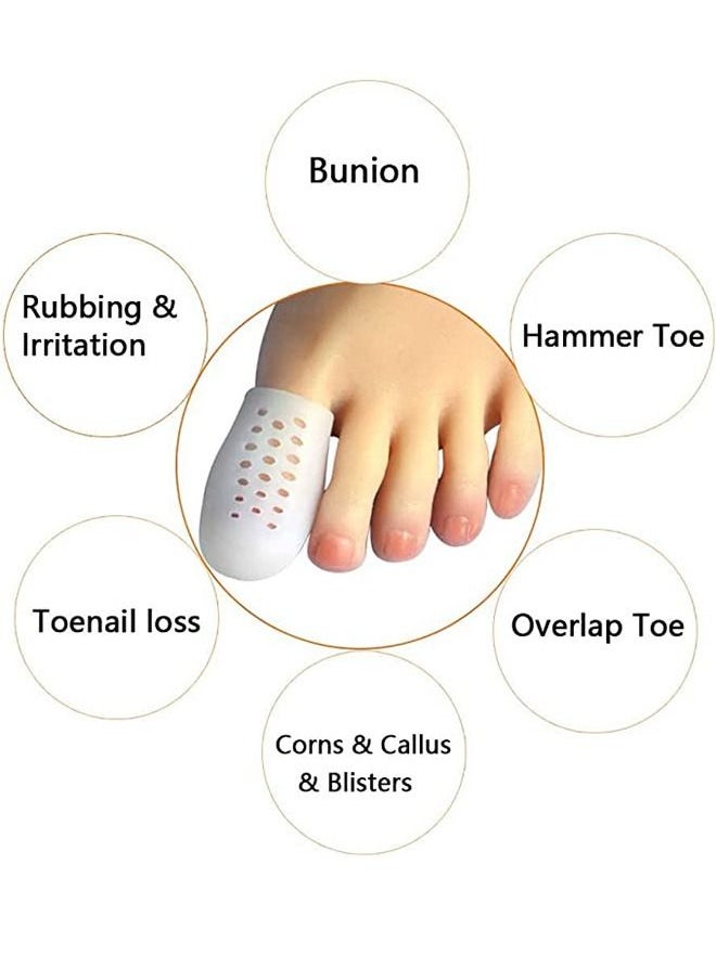 Generic - 10 Pcs Breathable Toe Protector Toe Cover Sleeves, Pads Gel Pads Claw Toe Temporary Bracket, Gel Toe Caps Toe Protectors Breathable Toe Sleeves, Supporting Foot Pain Big Toe Cap (White) - Image 1