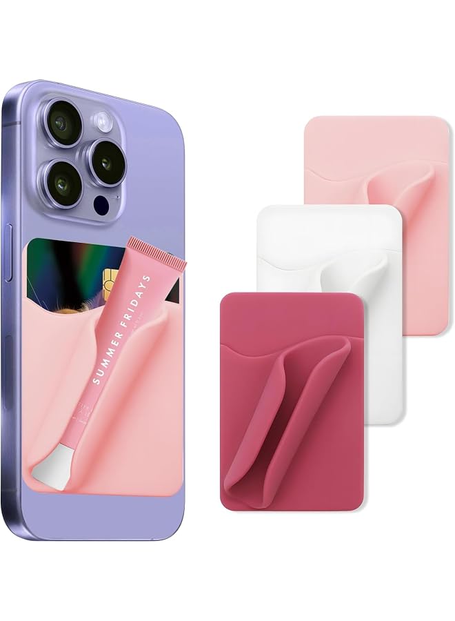 S-TOP Phone Grip Lip Gloss Holder, Silicone Card & Lip Balm Clip, Reusable Adhesive Backed Holder - Compatible with All Phones (Multicolor 3 PCS) - Image 1