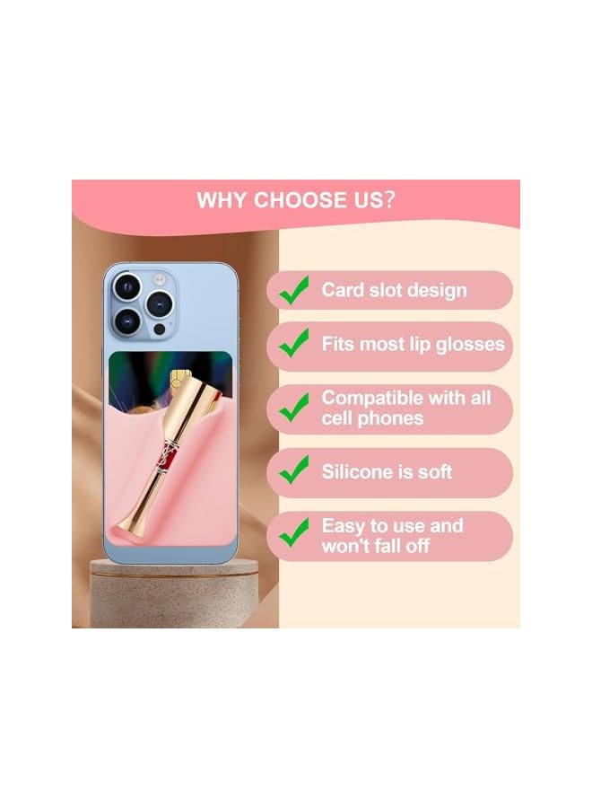 S-TOP Phone Grip Lip Gloss Holder, Silicone Card & Lip Balm Clip, Reusable Adhesive Backed Holder - Compatible with All Phones (Multicolor 3 PCS) - Image 3