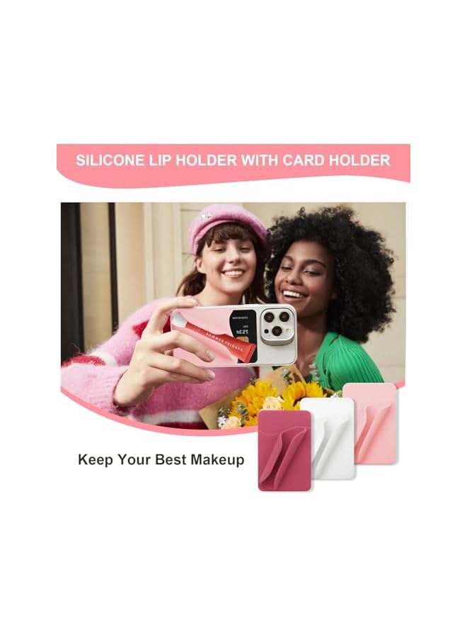 S-TOP Phone Grip Lip Gloss Holder, Silicone Card & Lip Balm Clip, Reusable Adhesive Backed Holder - Compatible with All Phones (Multicolor 3 PCS) - Image 4