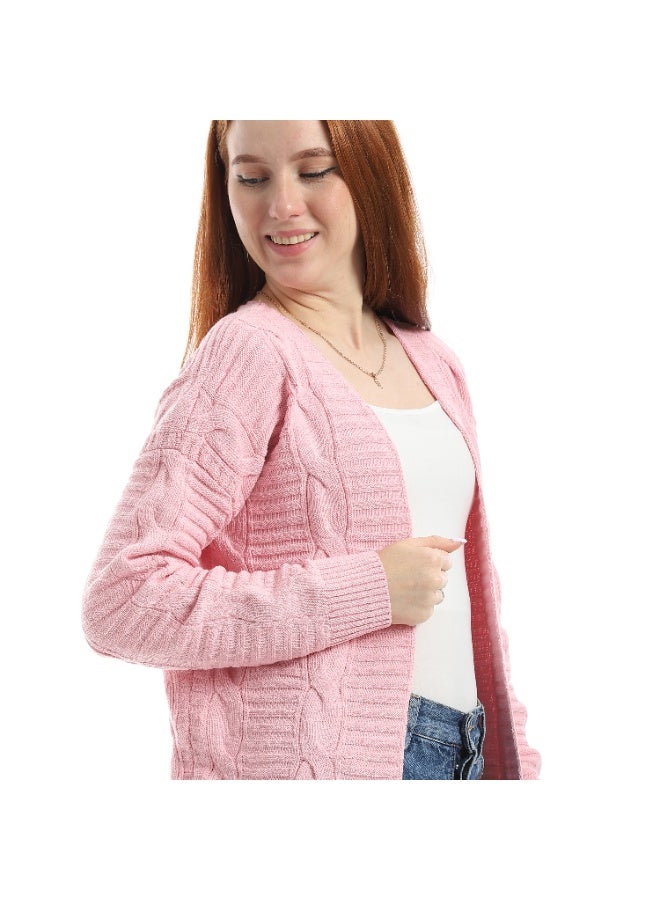 سيزار كارديجان حريمي صوف سادة مفتوح من الأمام - Image 5