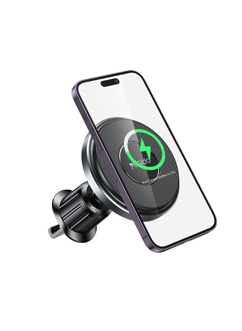 Yesido C190 Magnetic Wireless 15W Fast Charging Charger Phone Holder Phone Holder For iPhone - Black