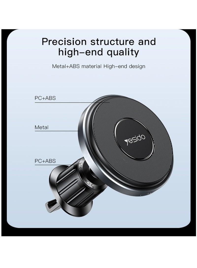 Yesido C190 Magnetic Wireless 15W Fast Charging Charger Phone Holder Phone Holder For iPhone - Black