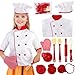 Noamus 11 Pcs Kid Chef Role Play Costume Set Pretend Chef Outfit with Realistic Accessories Kitchen Toys Kid Cooking DressUp Set Chef Supplies Role Play Gifts for Boy Girl Ages 3 Halloween - Image 2