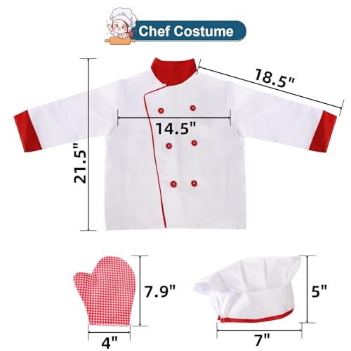Noamus 11 Pcs Kid Chef Role Play Costume Set Pretend Chef Outfit with Realistic Accessories Kitchen Toys Kid Cooking DressUp Set Chef Supplies Role Play Gifts for Boy Girl Ages 3 Halloween - Image 5
