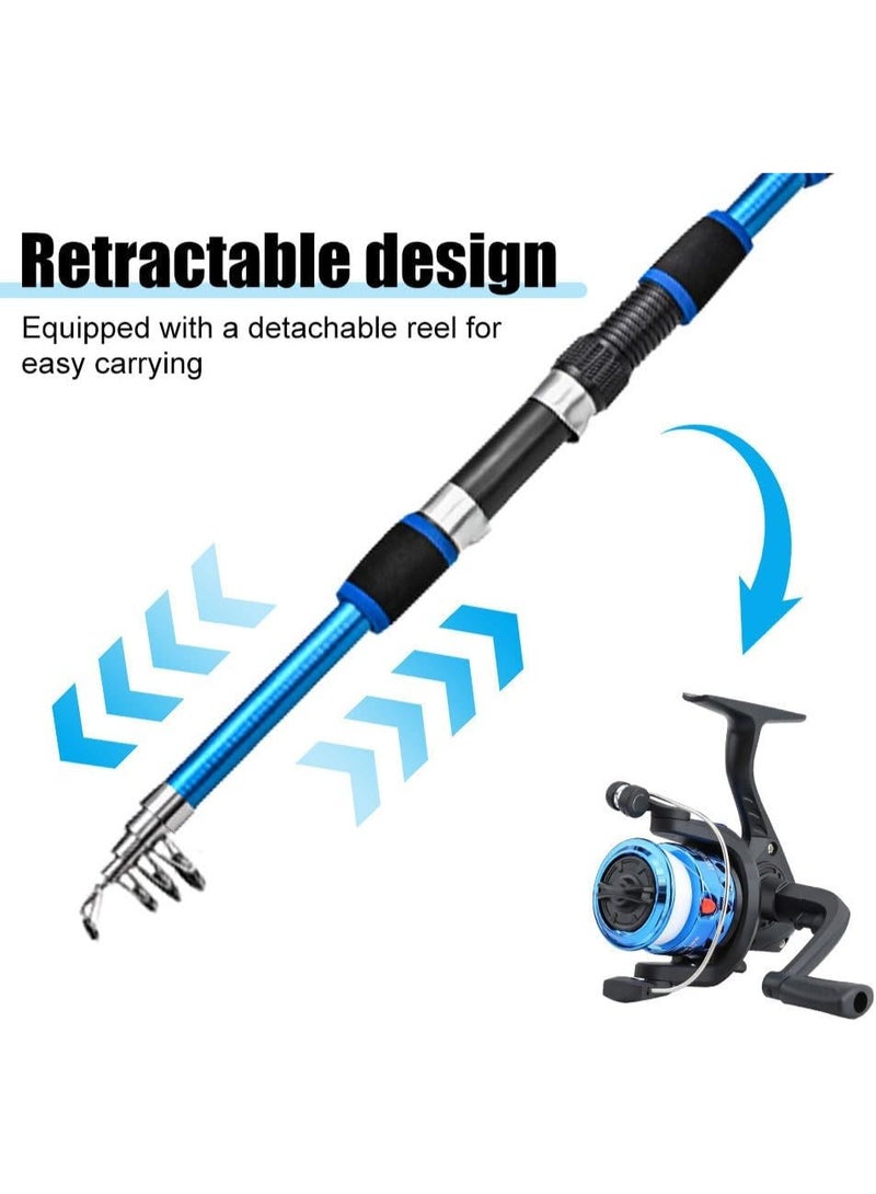 YelaJoy Fishing Rod & Reel Combo Set, 1.8m Telescopic Fishing Pole with Spinning Reel, Lures, Hooks, Swivel Snaps Tackle Kit for Beginner Freshwater Saltwater - Image 2