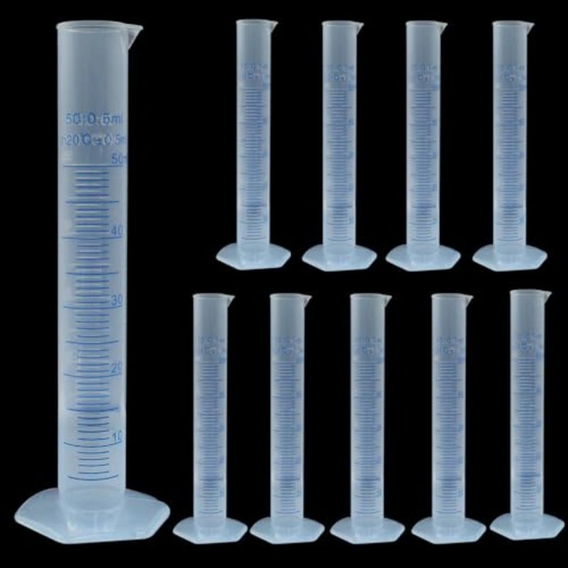 10 Pcs Plastic Graduated Cylinder 50 ml Transparent Measuring Cylinder with PP Material Hexagonal Base for Science and Projects - Image 1