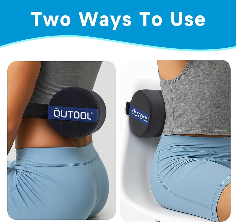 QUTOOL Lumbar Roll, Lumbar Support Pillow for Office Chair with Non-Slip Wider Strap, Back Pain Relief & Posture Improvement, Washable Cover, Office Desk & Car Accessories, Medium Soft - Image 5