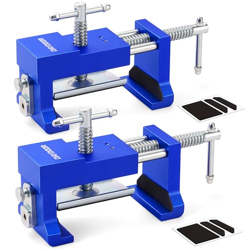 DAYDOOR Professional Cabinet Clamps 2 Pack, Heavy-Duty Cast Steel, Integrated Drill Guide & EVA Protection, Face Frame Alignment Tool for Cabinet Installation & Woodworking, Blue - Image 1