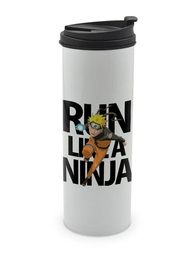 LIT Naruto White Tumbler for Hot Drinks Naruto White Tumbler Shippuden Travel Coffee Tumbler Run Like a Ninja Manga Fan Gift-Ninja Training - Image 1