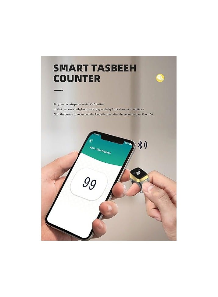 20mm Zikr Ring Smart Ring with Vibration Reminder Tasbih Counter and Bluetooth Connection for Exclusive IQIBLA App and 5 Daily Prayer Reminders  - Image 3