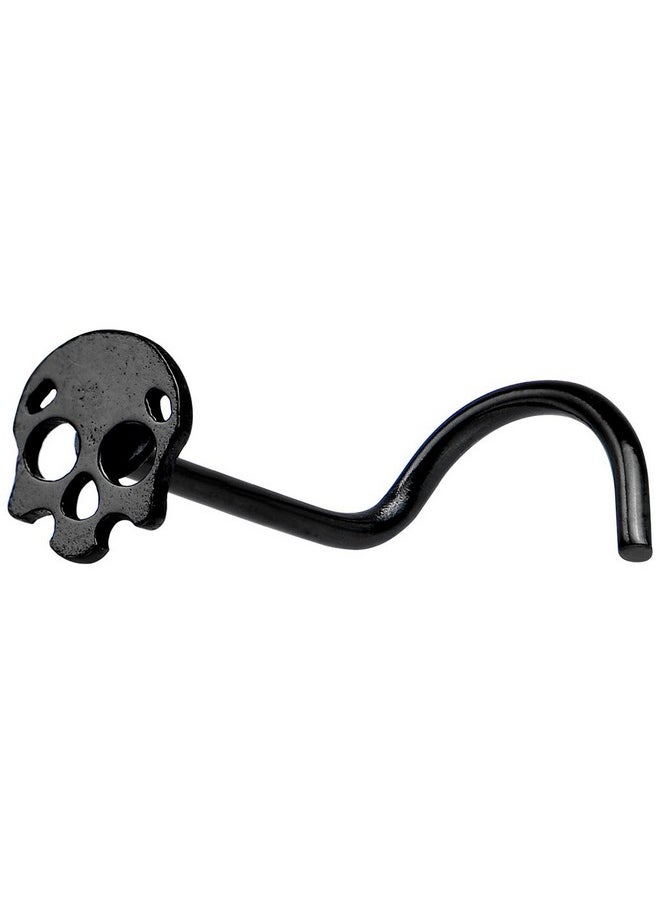 Body Candy Nose Ring Unisex Black Anodized Titanium Skull Nose Stud Piercing 20 Gauge Nose Screw  - Image 1