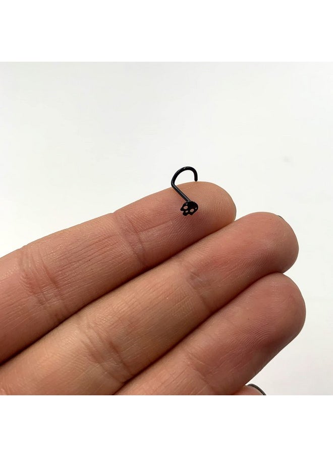 Body Candy Nose Ring Unisex Black Anodized Titanium Skull Nose Stud Piercing 20 Gauge Nose Screw  - Image 4