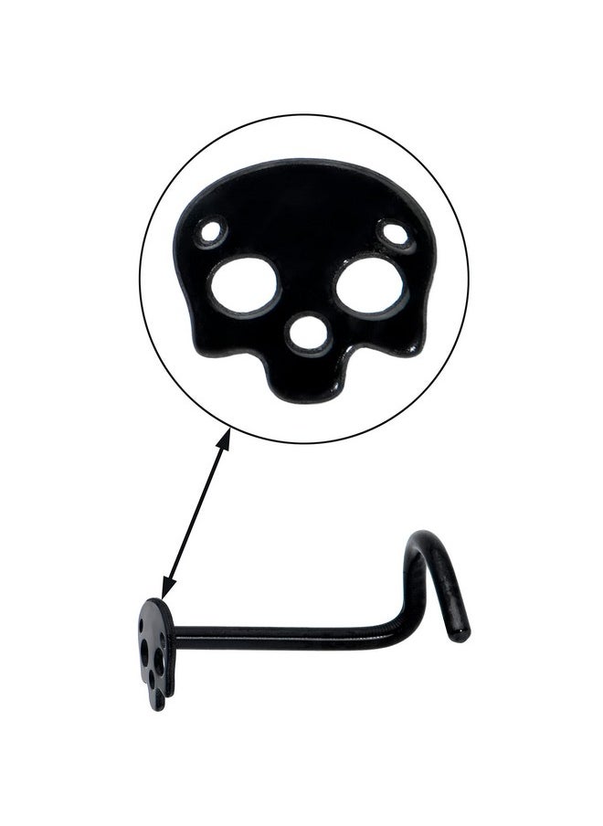 Body Candy Nose Ring Unisex Black Anodized Titanium Skull Nose Stud Piercing 20 Gauge Nose Screw  - Image 3
