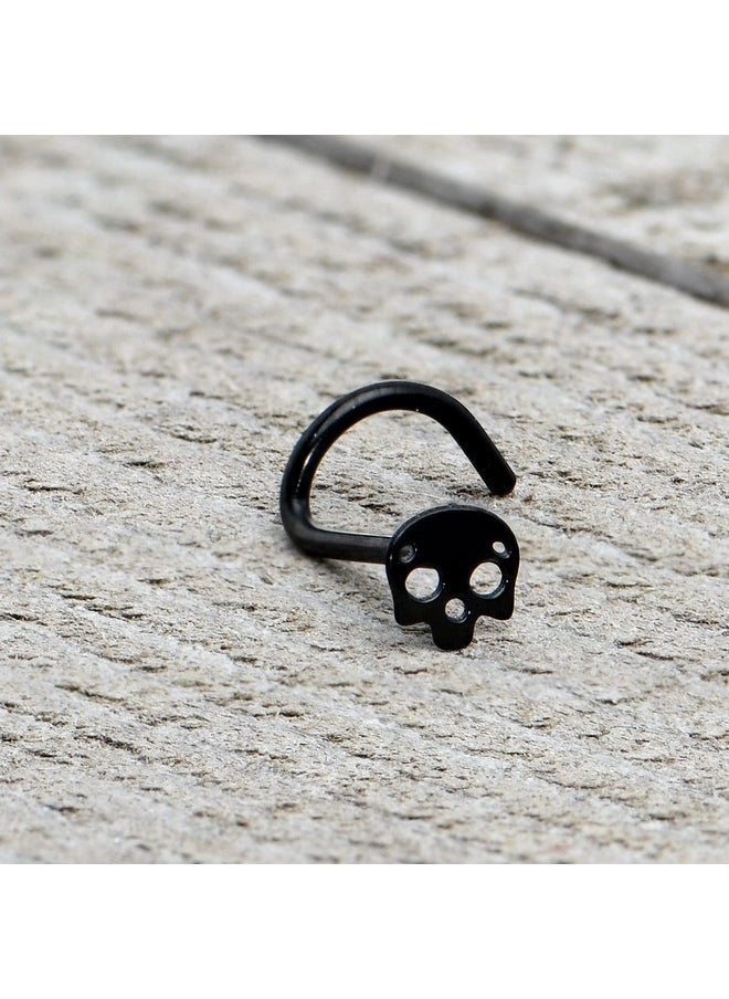 Body Candy Nose Ring Unisex Black Anodized Titanium Skull Nose Stud Piercing 20 Gauge Nose Screw  - Image 5