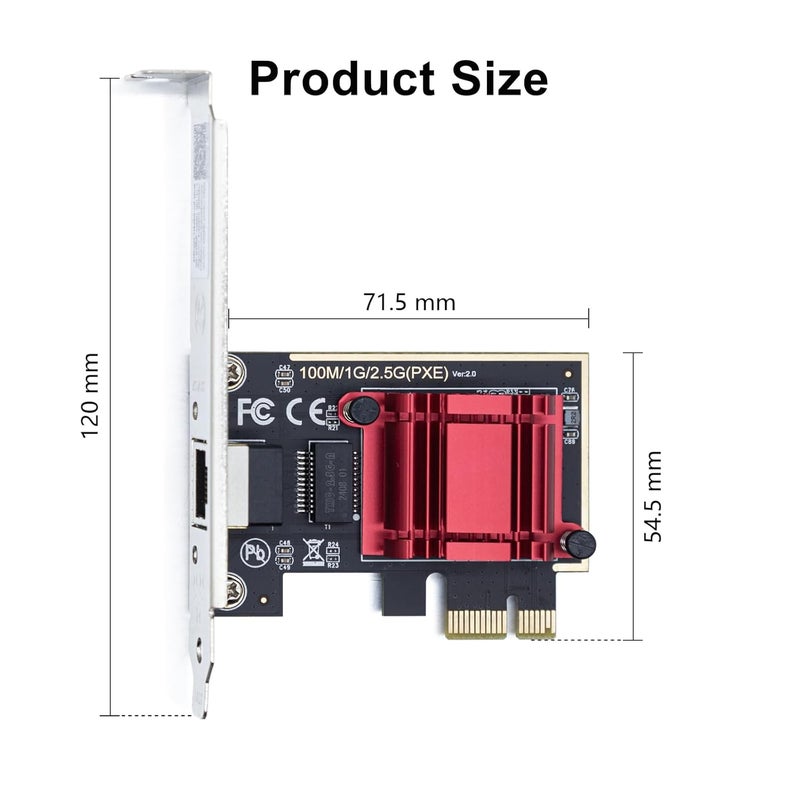 10جتيك 2.5G NIC PCIe محول شبكة 2500/1000/100 ميجابت في الثانية بطاقة إيثرنت PCIe جيجابت، منفذ RJ-45 واحد، مع وحدة تحكم Realtek RTL8125، يدعم Windows Server/Ubuntu/Centos/Debian - Image 3