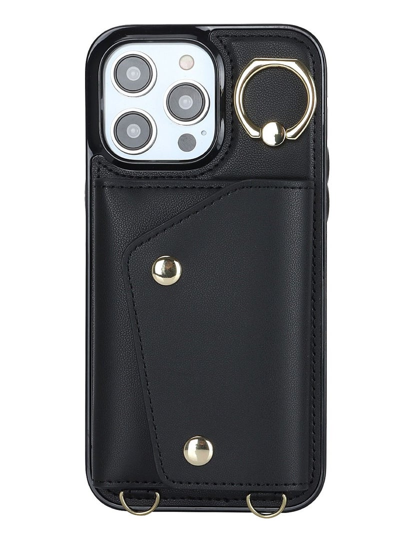 Suteni Flip Cover Crossbody Band Card Slots Leather Phone Case for iPhone  - Image 1