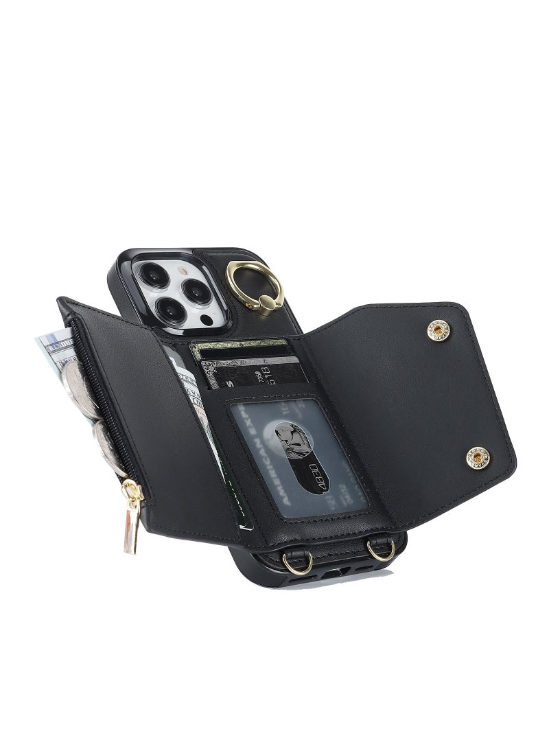 Suteni Flip Cover Crossbody Band Card Slots Leather Phone Case for iPhone  - Image 3