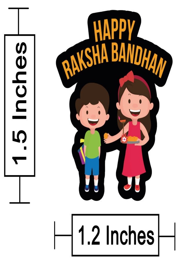 D2C Happy Raksha Bandhan Sticker | Festive Boy & Girl Design Self-Adhesive Labels for Gifts & Hampers | Rakhi Packaging Seals (D2) (18) - Image 2
