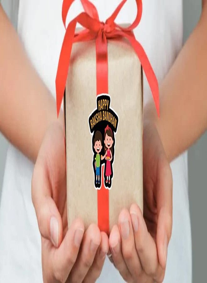 D2C Happy Raksha Bandhan Sticker | Festive Boy & Girl Design Self-Adhesive Labels for Gifts & Hampers | Rakhi Packaging Seals (D2) (18) - Image 3
