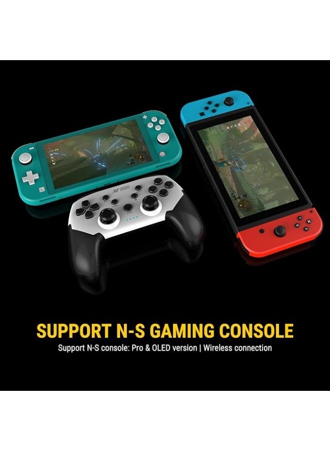 ANT Esports Renewed - Ant Esports GP320 Wireless Gamepad for PC, Android, iPhone, PS4, PS3 & Nintendo Switch, Bluetooth Controller with Mobile Clip, Turbo Function, Macro Programming, X-Input/D-Input Support- Black White - Image 4