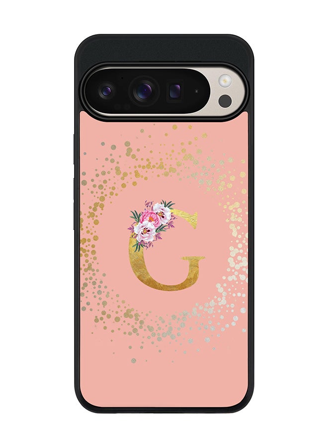 Stylizedd For Google Pixel 9 Pro XL Case,Slim fit Camera Protection, Shockproof Thin Phone cover - Custom Monogram Floral - G (Rose Pink ) - Image 1