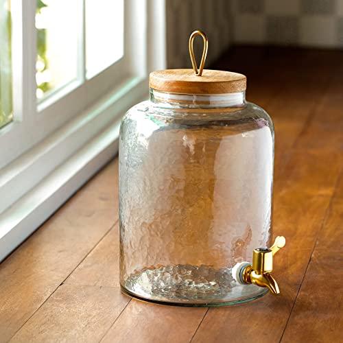 Ellementry Transparent 6.8L Glass Water Iced Drink Dispenser Jar with Tap,Wooden Lid - Cold Beverage Dispenser for Beer, Detox Water, Soda, Lime Juice, Perfect Pitcher for Home, Parties & Events - Image 2