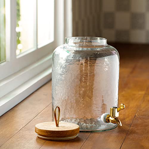 Ellementry Transparent 6.8L Glass Water Iced Drink Dispenser Jar with Tap,Wooden Lid - Cold Beverage Dispenser for Beer, Detox Water, Soda, Lime Juice, Perfect Pitcher for Home, Parties & Events - Image 3
