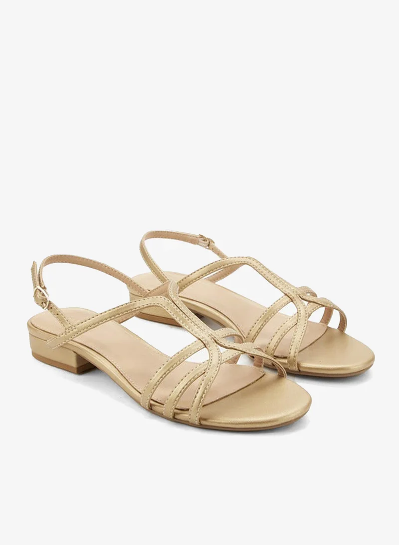 Flora Bella By Shoexpress Gold Women Strappy Sandals for Women | Best Price UAE