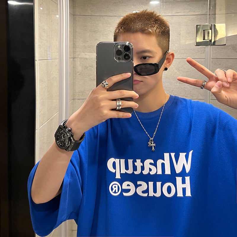 Factory Direct Supply Short-sleeved T-shirt Men's and Women's Summer Letter Printing Simple All-match oversize Trendy Half-sleeved T-shirt - Image 3