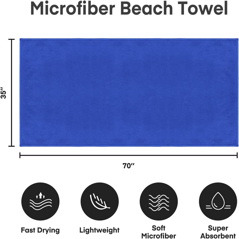 JML Extra Large Microfiber Bath Towels, Bath Sheet 2 Pack 35" x 70", Oversized, Soft, Super Absorbent and Fast Drying Bathroom Towels for Body, Sport, Fitness, Yoga, Dark Blue - Image 2