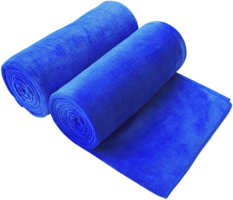 JML Extra Large Microfiber Bath Towels, Bath Sheet 2 Pack 35" x 70", Oversized, Soft, Super Absorbent and Fast Drying Bathroom Towels for Body, Sport, Fitness, Yoga, Dark Blue - Image 1