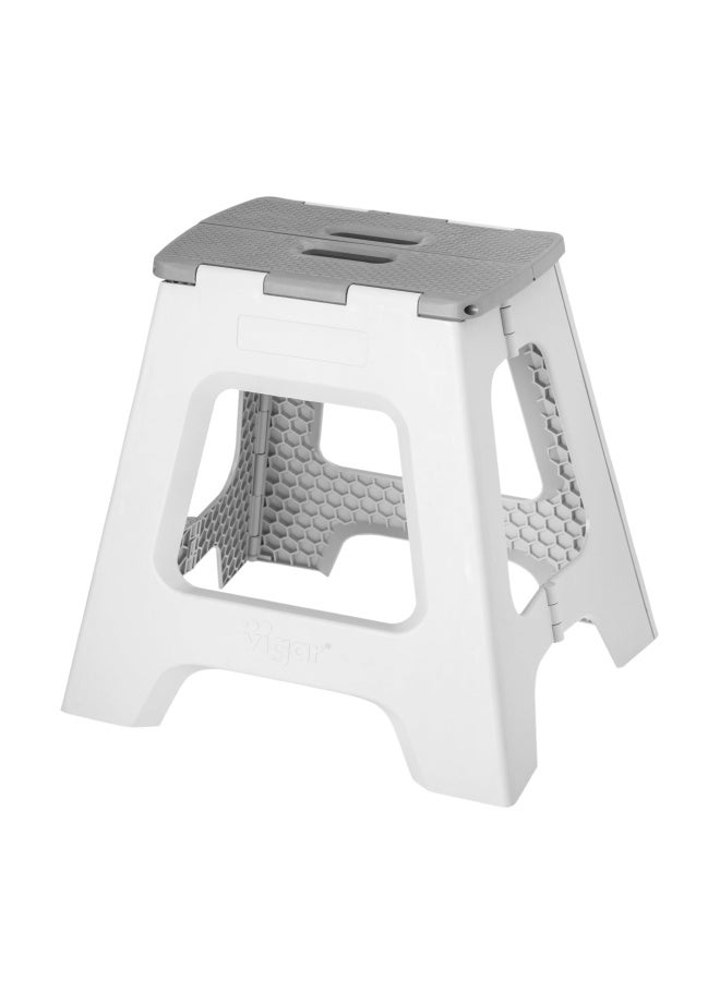 Vigar Compact Foldable Stool 16 Inches Lightweight 330 Pound Capacity Non Slip Folding Step Stool Gray - Image 1