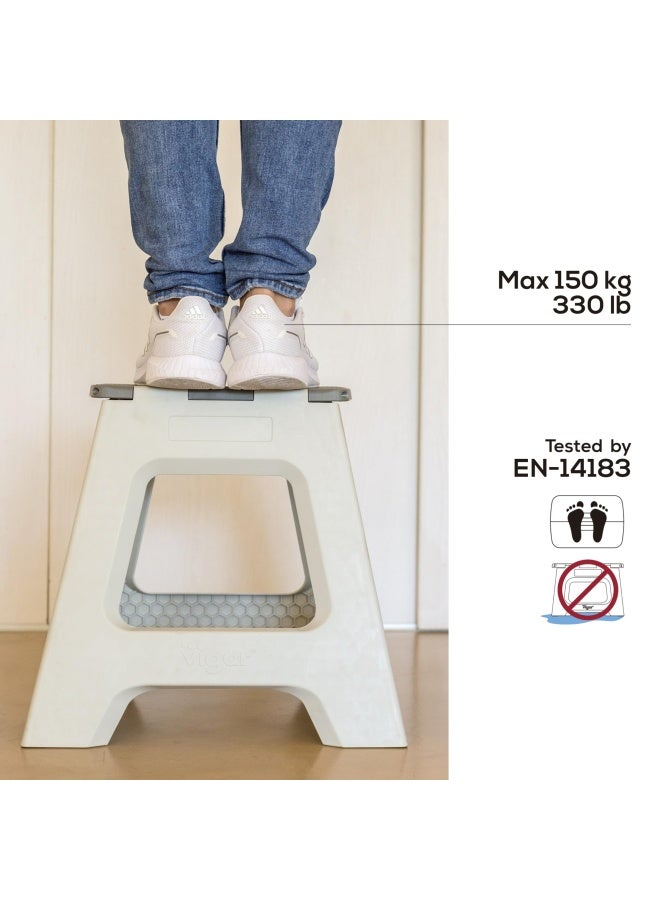Vigar Compact Foldable Stool 16 Inches Lightweight 330 Pound Capacity Non Slip Folding Step Stool Gray - Image 5