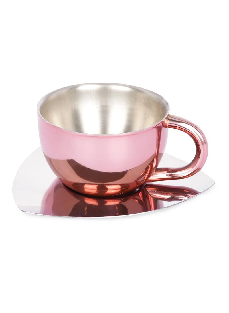 KCL KCL Stainless Steel Rose Gold Coating Cup and Saucer for TeaCoffee 80ml  - Image 1