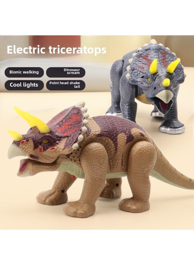 لعبة الأطفال ديناصور كهربائي ترايسيراتوبس المشي صوت مضيء وضوء محاكاة نموذج حيوان بوي هدية بالجملة-اللون: ترايسيراتوبس كبير-أزرق - Image 2