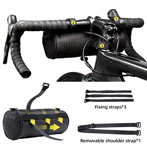 ROCKBROS Bike Handlebar Bag Small Bicycle Handle Bar Bag Handy Front Bike Bags Handlebar Storage Pouch Pack with Shoulder Strap Little Mountain Road Bike Barrel Bag - Image 3