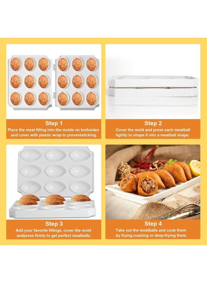 Arabest 9 Grids Meatball Mold, Manual Meatloaf Mould, Meat Filling Cooking Press Tool, Sturdy DIY Meatball Making Tools for Cake Dessert Mold, Homemade Kitchen Cooking Tools - Image 4