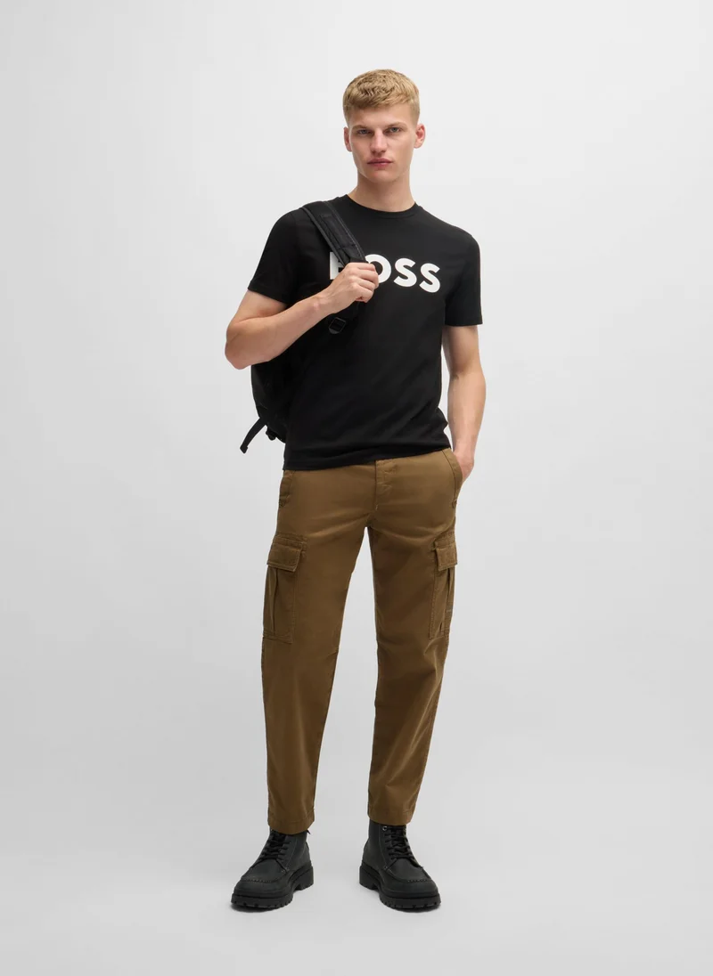 بوس Cotton-jersey T-shirt with rubber-print logo