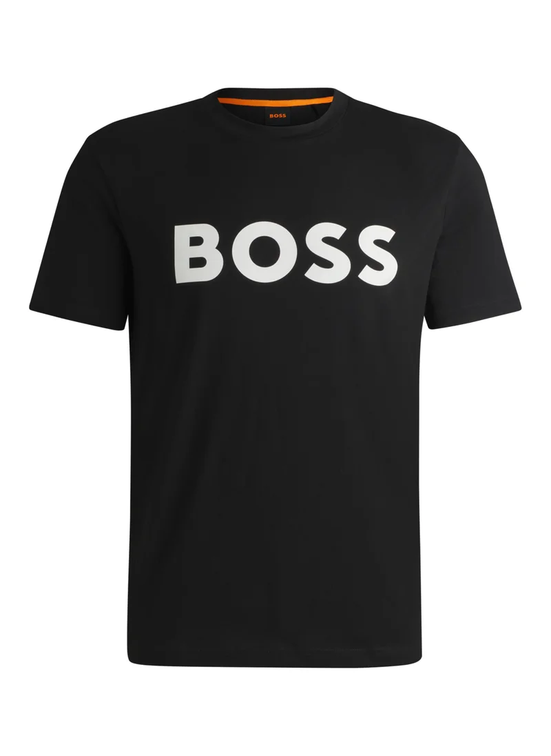 بوس Cotton-jersey T-shirt with rubber-print logo